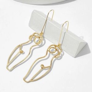 Sexy curvy body gold dangling earrings